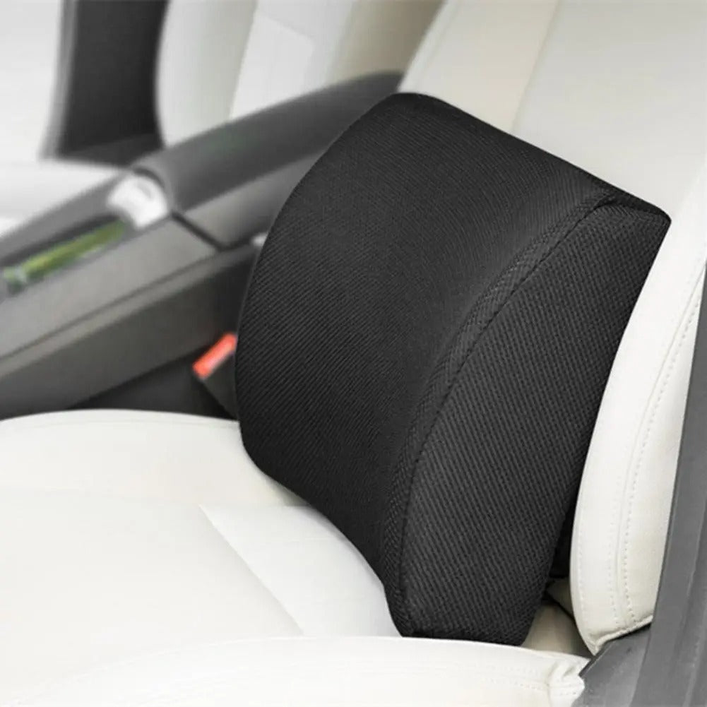 Eco-Friendly Cotton & Memory Foam Lumbar Support Cushion – 4D Breathable Mesh Pillow for Car, Reading, and Bed Rest - Delicate Leather