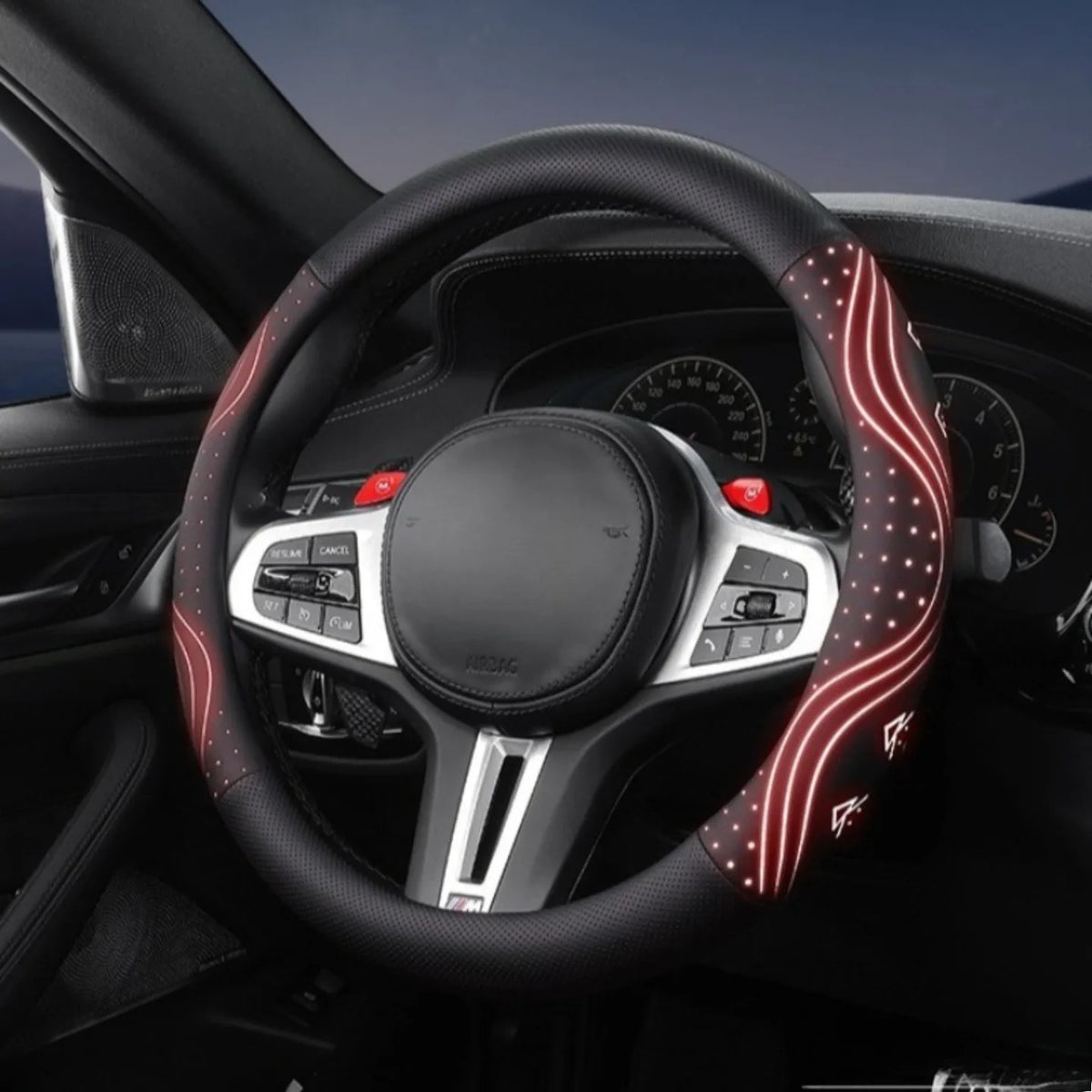 Noctilucent Nappa Leather Steering Wheel Cover – Universal 14.5–15 Inch
