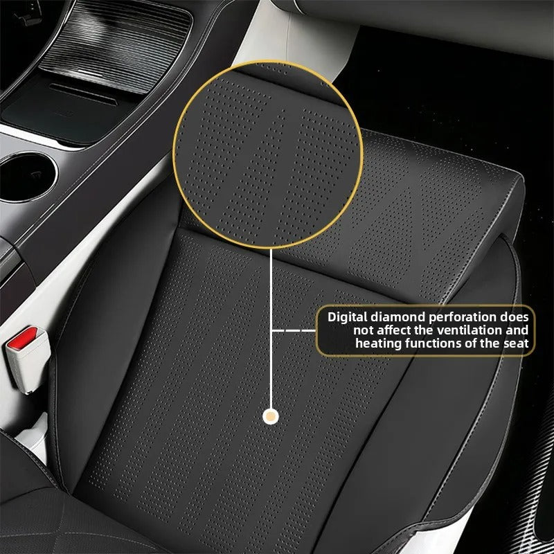 Extended Car Seat Cover with Footrest – Perforated Leather Memory Foam Seat Cushion - Delicate Leather