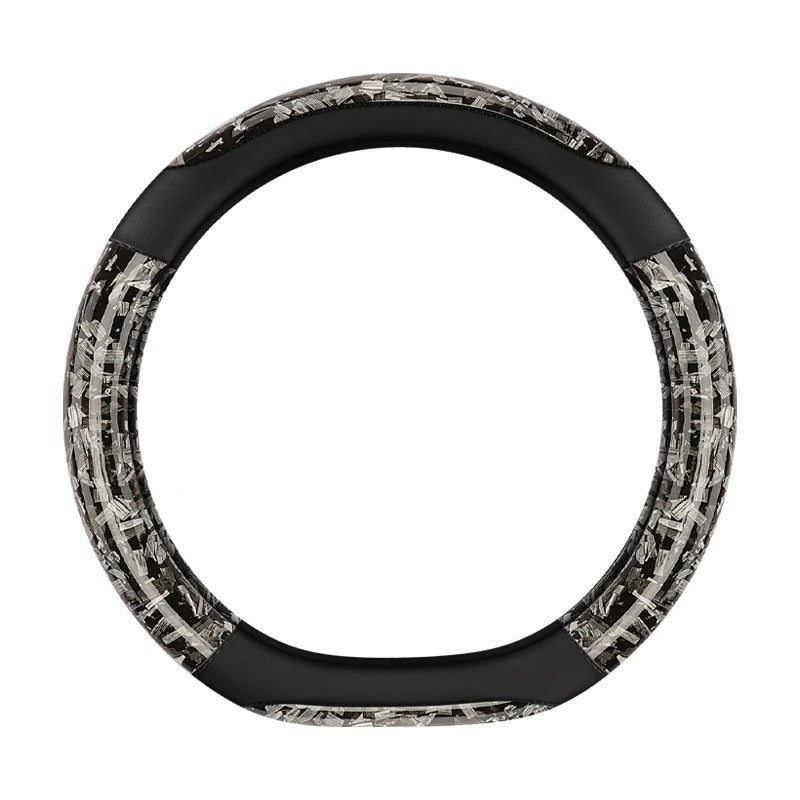 Carbon Fiber & Leather Steering Wheel Cover – 38CM Non-Slip Sport Grip O/D Shape - Delicate Leather