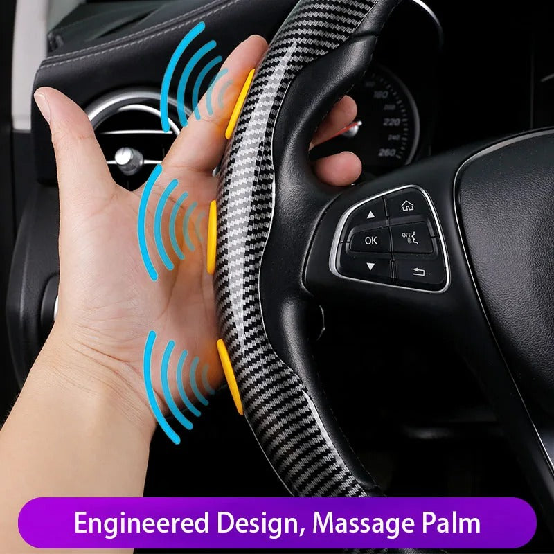 Water Transfer Printing Steering Wheel Cover 38cm – Ultra-Thin Breathable Non-Slip Car Steering Wheel Protector - Delicate Leather