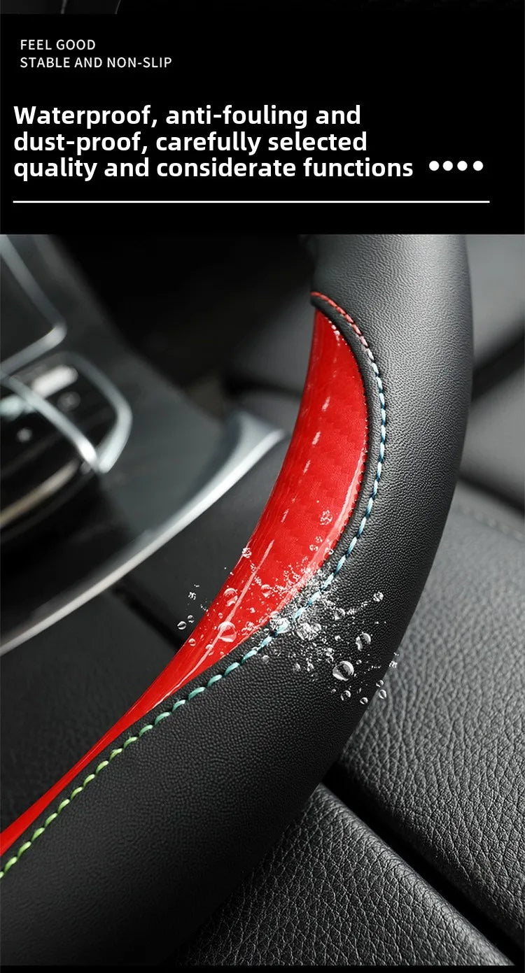 Microfiber Leather Steering Wheel Cover – Anti-Slip Universal O/D Shape Interior Accessory - Delicate Leather  