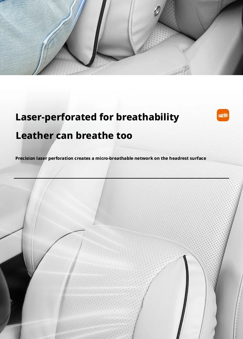 Car Headrest Neck Pillow – Memory Foam Seat Support Cushion Universal Interior Accessory - Delicate Leather  