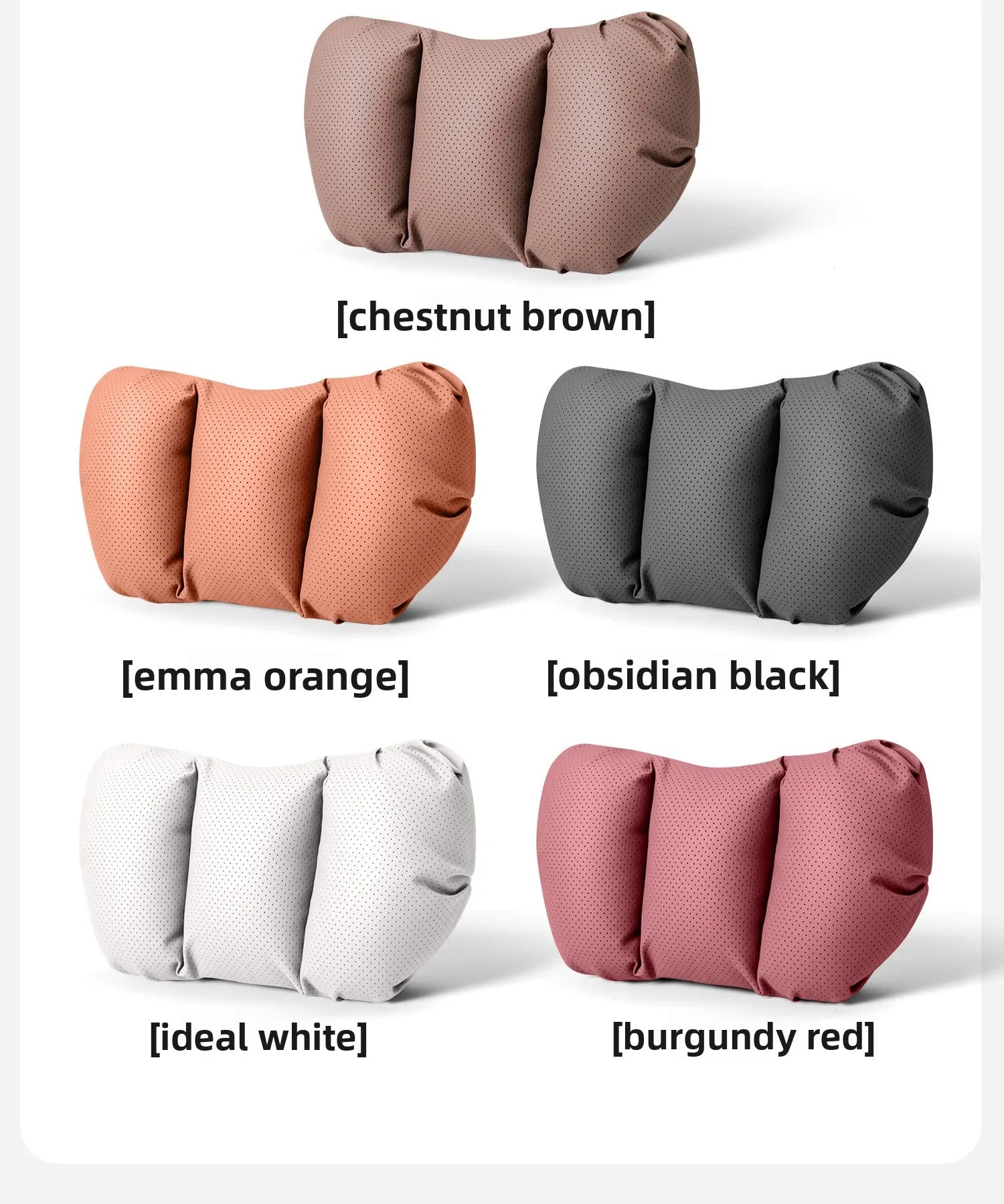 Universal Car Headrest & Lumbar Support Pillow – Breathable Perforated Leather Seat Cushion Set - Delicate Leather  