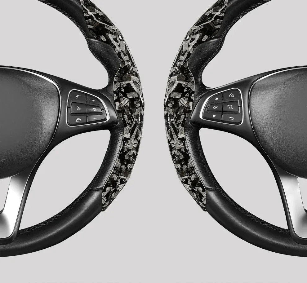 Luxury Glitter Forged Carbon Fiber Steering Wheel Cover – 3D Textured, Anti-Slip, Universal Fit & Easy Installation