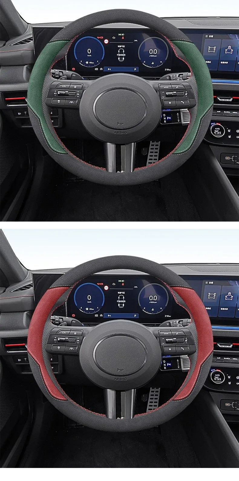 Luxury Suede Leather Steering Wheel Cover – Anti-Slip Universal Interior Accessory - Delicate Leather  