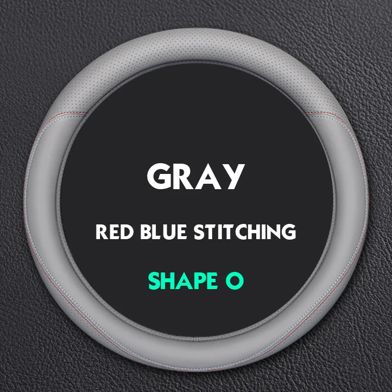 Leather Steering Wheel Cover – Anti-Slip 38cm Universal Luxury Style Interior Accessory - Delicate Leather  