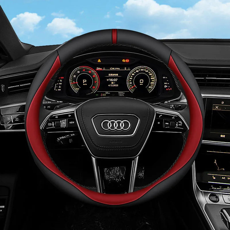 Premium Leather Steering Wheel Cover – Anti-Slip Universal Interior Protection Accessory - Delicate Leather  