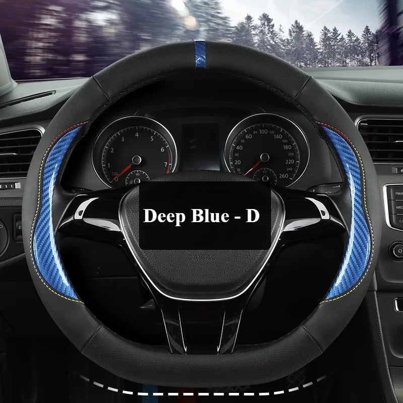 Microfiber Leather Steering Wheel Cover – Anti-Slip Universal O/D Shape Interior Accessory - Delicate Leather  