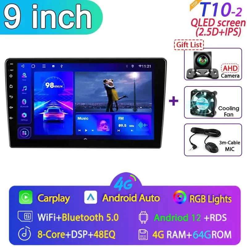 Universal 2Din Android 12 Car Radio – 9"/10" Head Unit with CarPlay, GPS Navigation, and Multimedia 24