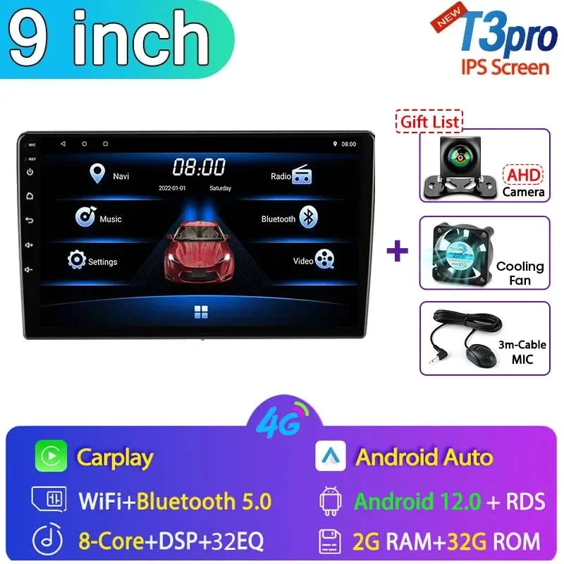 Universal 2Din Android 12 Car Radio – 9"/10" Head Unit with CarPlay, GPS Navigation, and Multimedia 24