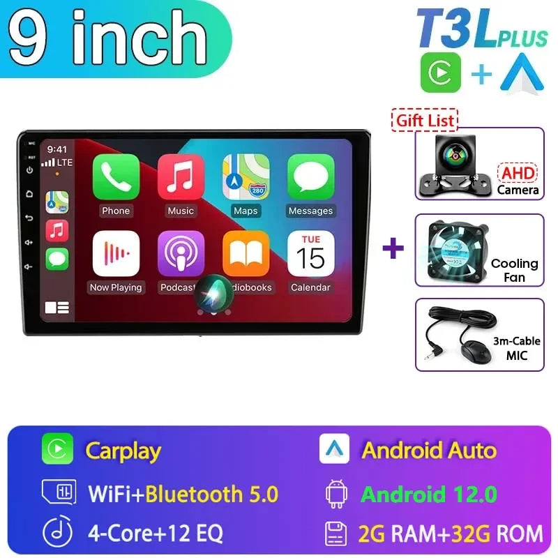 Universal 2Din Android 12 Car Radio – 9"/10" Head Unit with CarPlay, GPS Navigation, and Multimedia 24