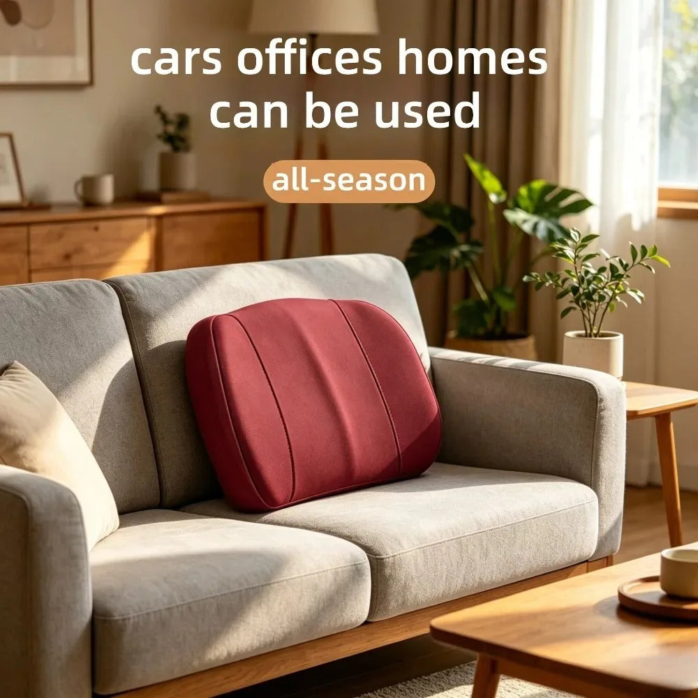 Memory Foam Car Neck & Waist Pillow Set – Universal Soft Seat Cushions - Delicate Leather