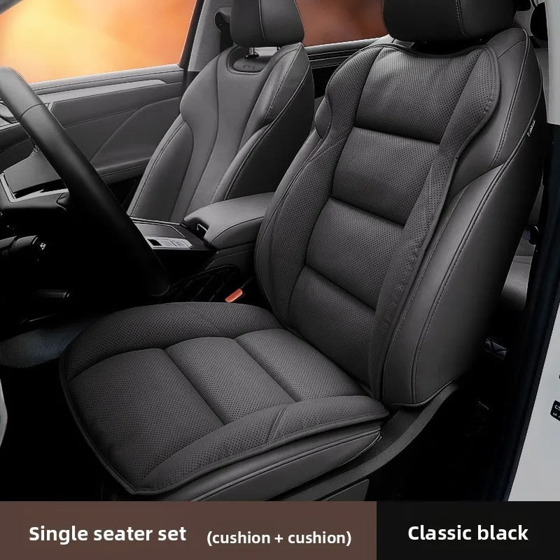 Perforated Nappa Leather Car Seat Cover – Breathable All-Season Universal Seat Cushion - Delicate Leather
