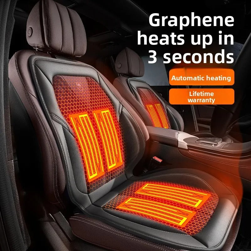 Universal Heated Car Seat Cushion with Graphene Heating – Leather Heated Seat Cover for Winter, Black & Brown - Delicate Leather