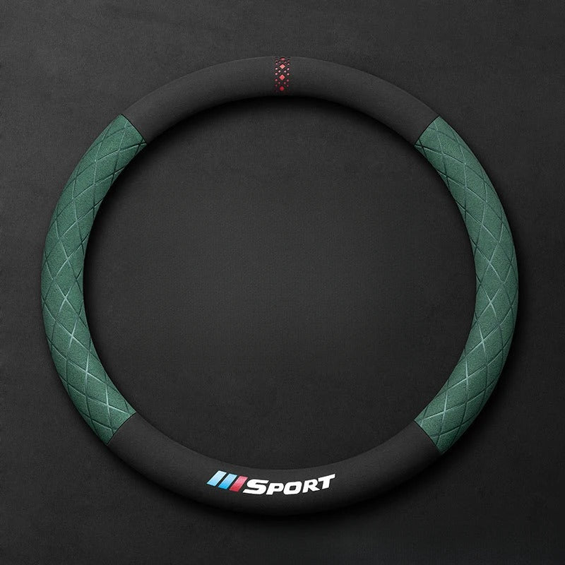 Suede Steering Wheel Cover – Universal 38cm Non-Slip Breathable Grip for Cars and SUVs - Delicate Leather  