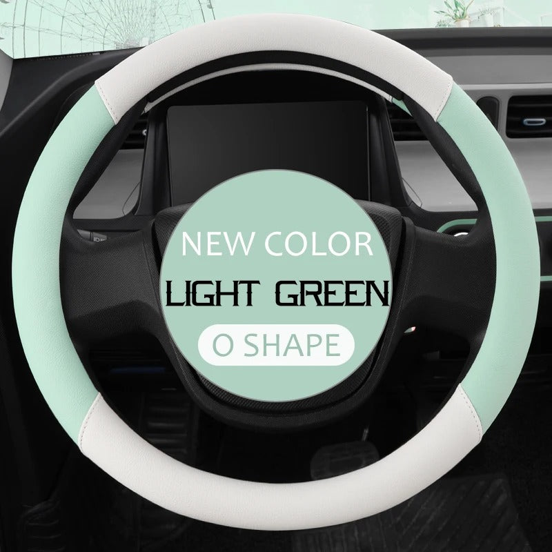 Universal 38CM PU Leather Steering Wheel Cover – Breathable Microfiber Design, 15-Inch Fit - Delicate Leather  