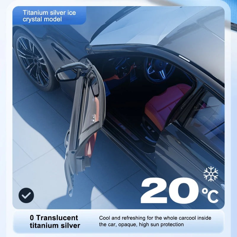Windshield Sun Shade Umbrella – UPF50+ Foldable Front Window Sun Protection Cover - Delicate Leather  