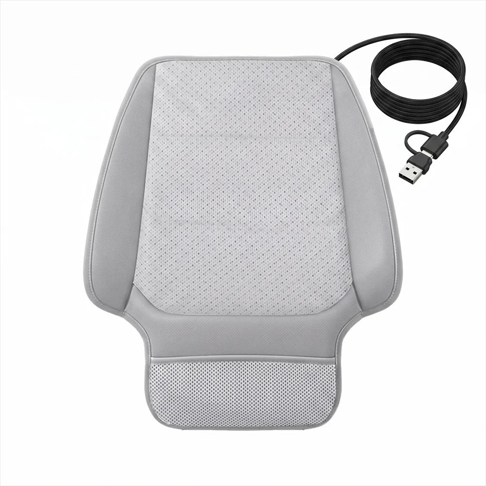 USB Cooling Car Seat Cushion – Ventilated Seat Pad with Intelligent Fan System - Delicate Leather  