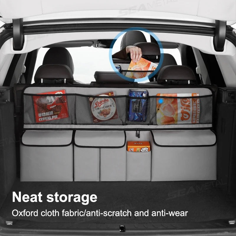 Car Trunk Storage Hanging Bag – Universal Foldable Organizer - Delicate Leather  
