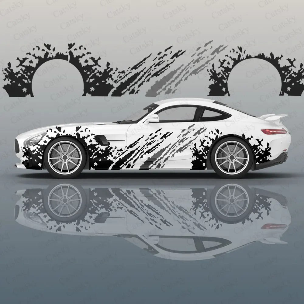 Ink Splatter Car Side Vinyl Decal – Racing Style Exterior Graphic Sticker - Delicate Leather