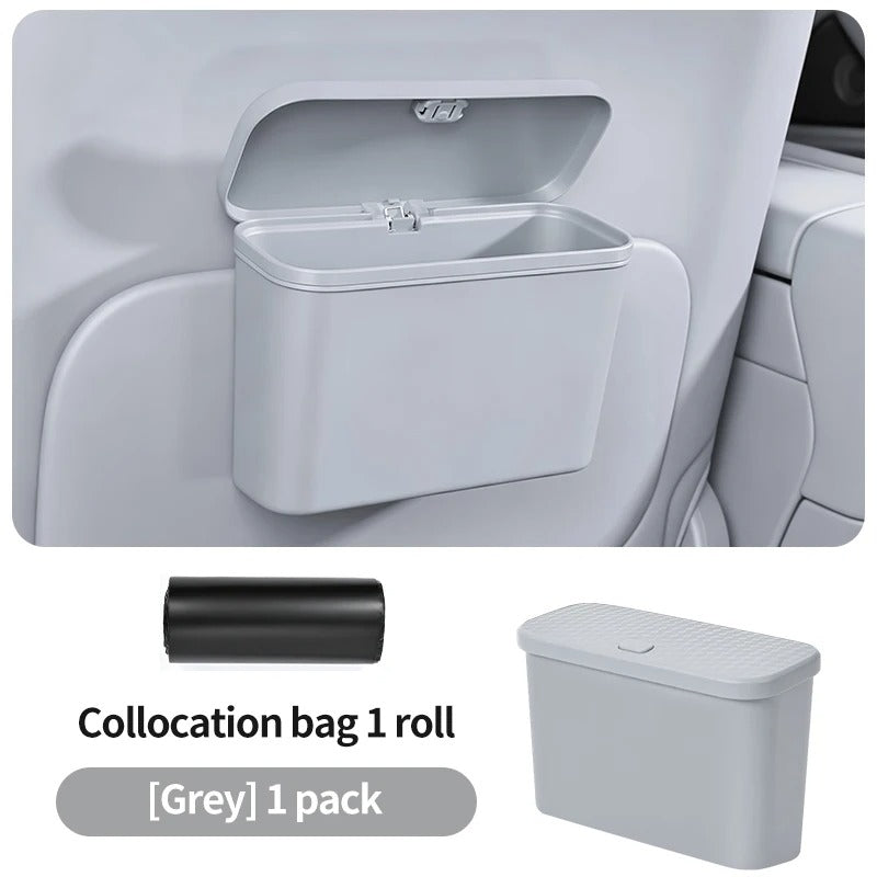 Multifunctional Hanging Car Trash Can – Press-Type Lid Leak-Resistant Storage Bin - Delicate Leather