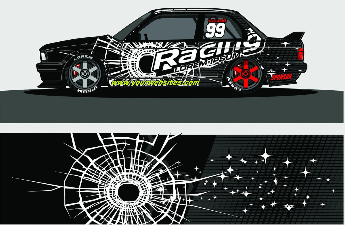 Graffiti Art Car Decal – Glossy PVC Vehicle Body Graphic Vinyl Wrap Sticker - Delicate Leather