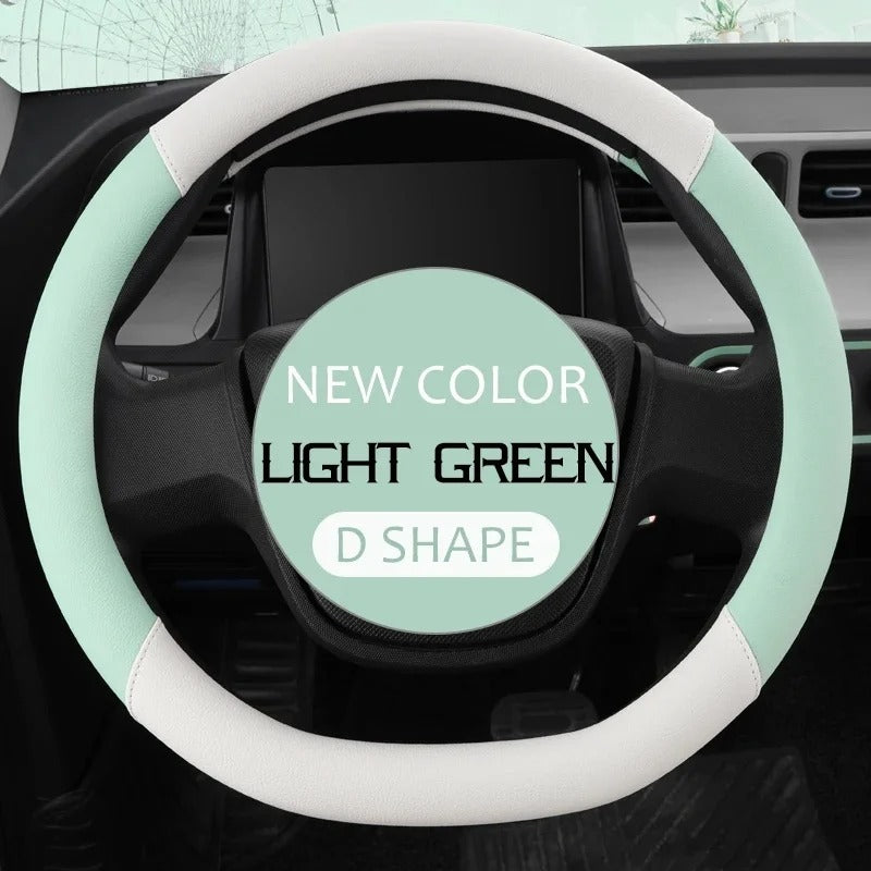 Universal 38CM PU Leather Steering Wheel Cover – Breathable Microfiber Design, 15-Inch Fit - Delicate Leather  