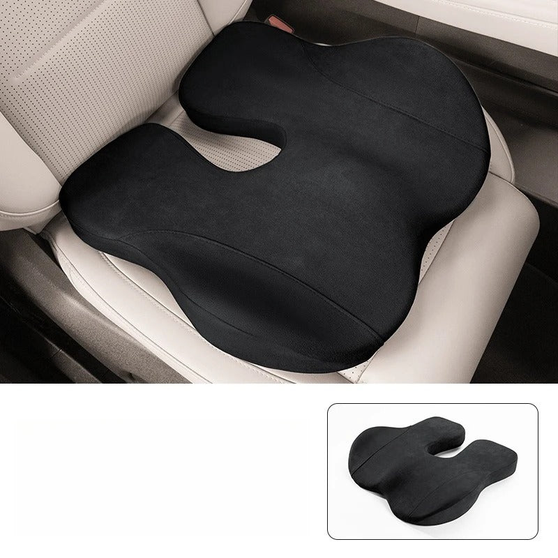Memory Foam Seat Cushion & Lumbar Support Pillow Set – Ergonomic Chair Cushion for Car & Office - Delicate Leather