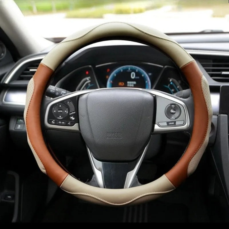Universal Microfiber Leather Steering Wheel Cover 38cm – Non-Slip Car Steering Wheel Protector for All Seasons - Delicate Leather