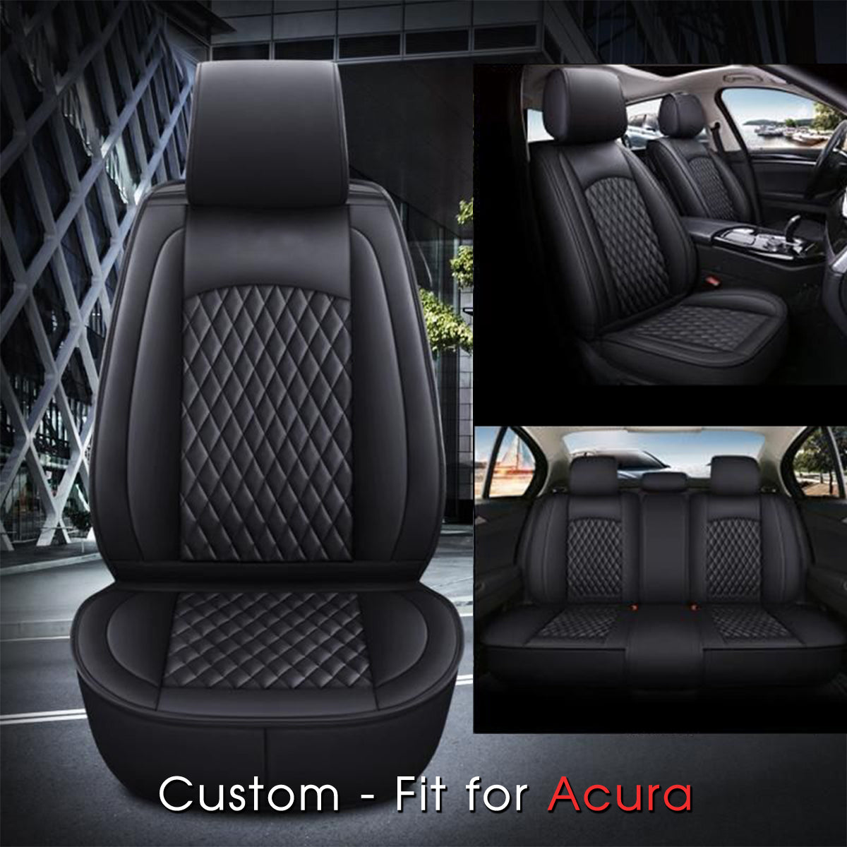 2 Car Seat Covers Full Set, Custom-Fit For Car, Waterproof Leather Front Rear Seat Automotive Protection Cushions, Car Accessories DLAC211