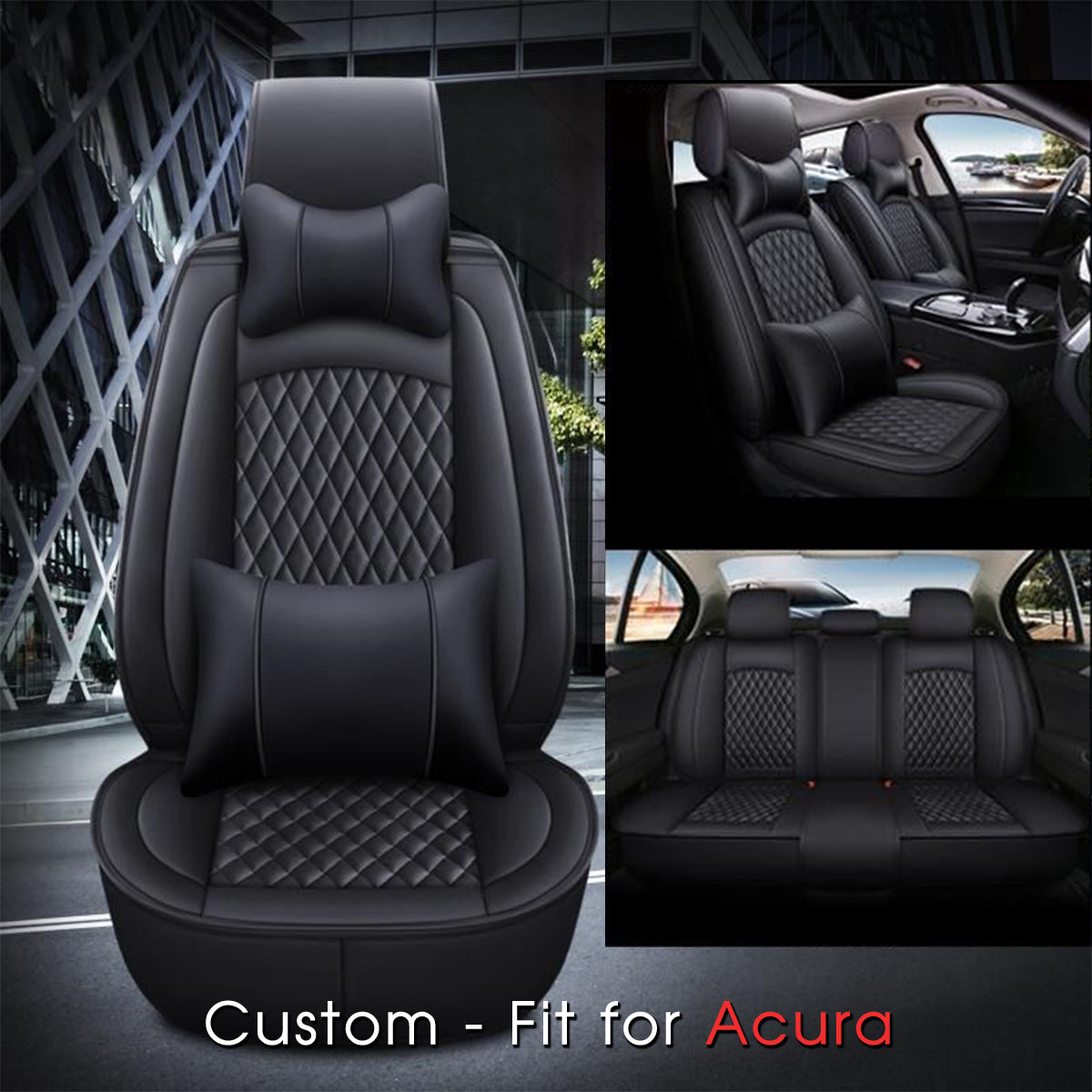 2 Car Seat Covers Full Set, Custom-Fit For Car, Waterproof Leather Front Rear Seat Automotive Protection Cushions, Car Accessories DLAC211