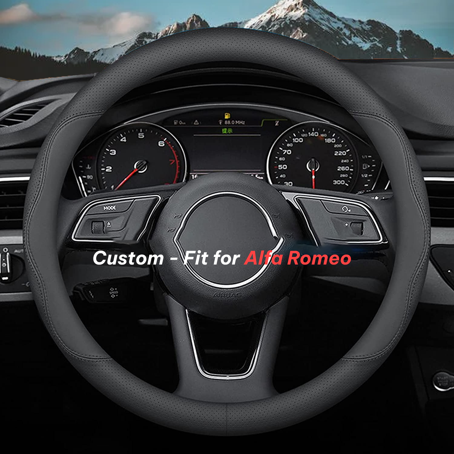 Car Steering Wheel Cover 2024 Update Version, Custom-Fit for Car, Premium Leather Car Steering Wheel Cover with Logo, Car Accessories DLAR222