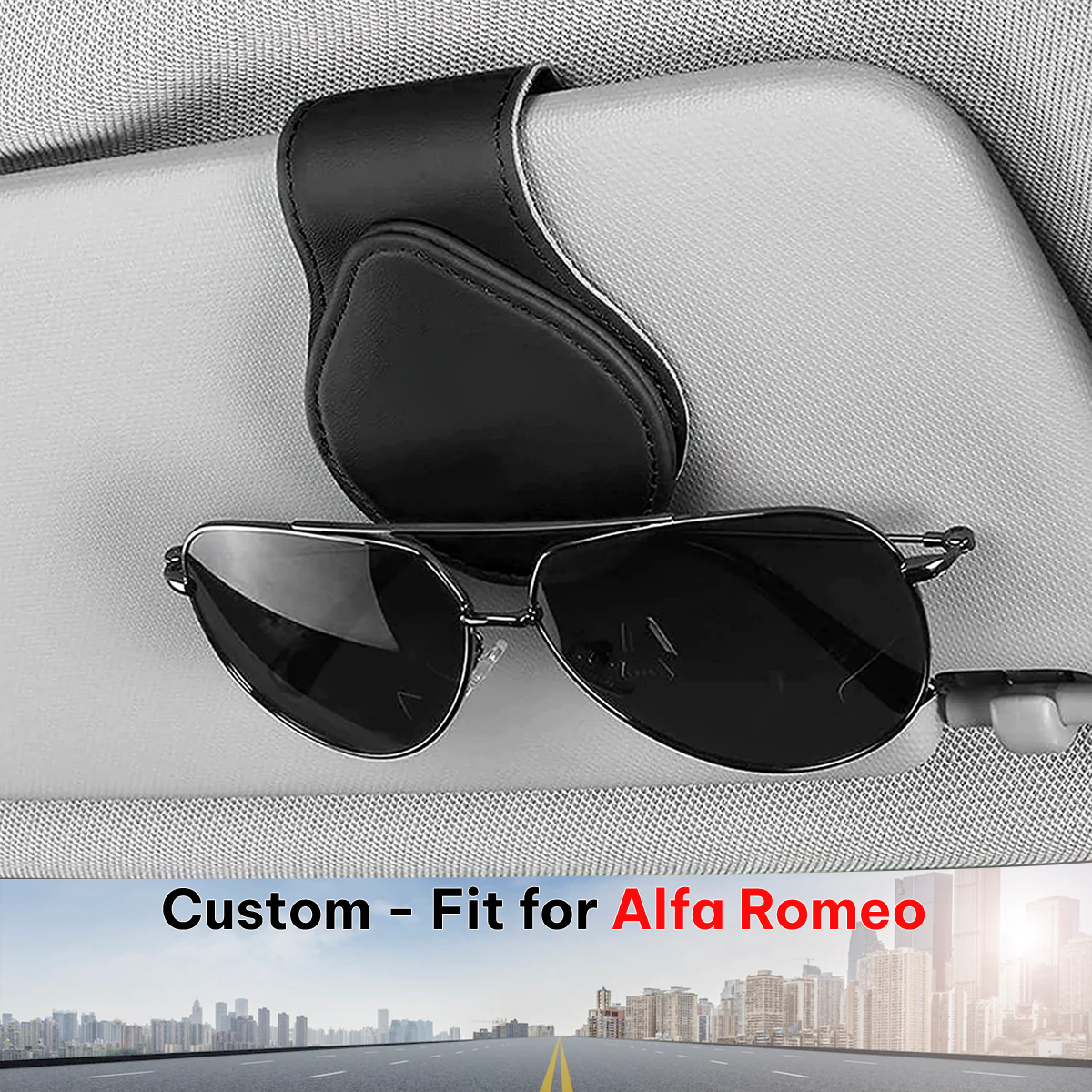 Car Sunglasses Holder Custom Fit For Car Magnetic Leather Glasses Frame 2024 Update DLAR230 8439768711332