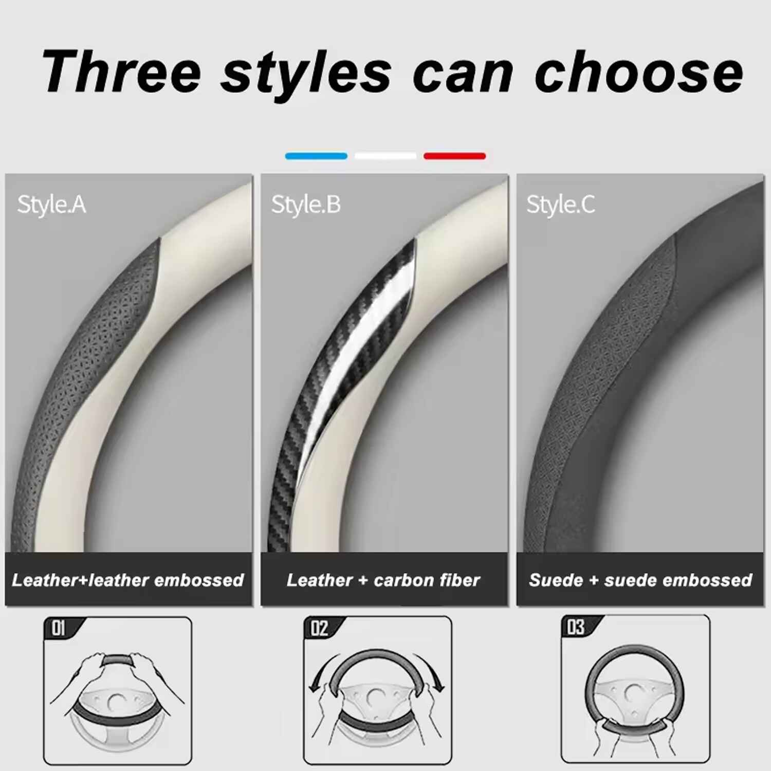 Car Steering Wheel Cover 2024 Update Version, Custom For Your Cars, Premium Leather Car Steering Wheel Cover with Logo, Car Accessories IN18991