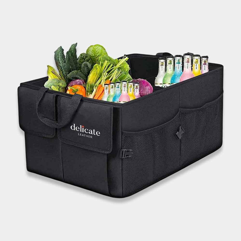 Delicate Leather Car Trunk Organizer, Custom For Cars, Foldable Car Trunk Storage Box, Storage Bag, Waterproof, Dust-proof, Stain-Resistant, Car Accessories VE12997