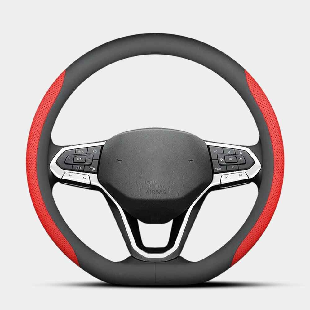 5 Colors Universal 38cm Car Steering Wheel Cover - Anti-Slip Nappa Leather Breathable Fashion Sport Auto Interior Accessories