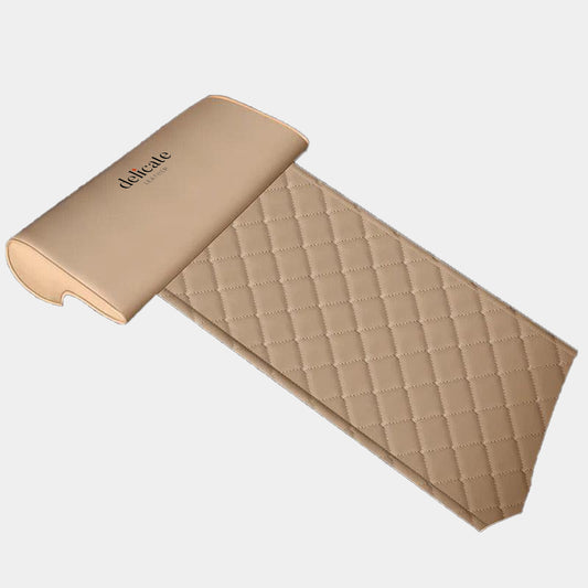 Leather Car Seat Extender Cushion – Memory Foam Leg Support Pillow for Long-Distance Driving and Office Use - Delicate Leather