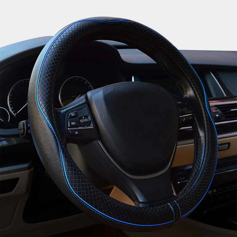 Car Steering Wheel Cover, Custom For Your Cars, Anti-Slip, Safety, Soft, Breathable, Heavy Duty, Thick, Full Surround, Sports Style, Car Accessories HA18990 - Delicate Leather