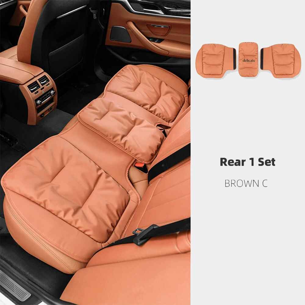 Universal Car Seat Cover Soft PU Nappa Leather, Anti-Skid, Protective Cushion and Back Pad for Automobile Interiors