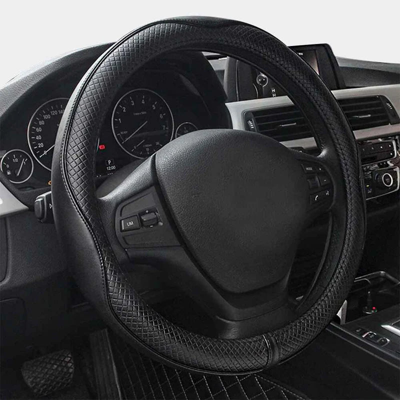 Car Steering Wheel Cover, Custom For Your Cars, Anti-Slip, Safety, Soft, Breathable, Heavy Duty, Thick, Full Surround, Sports Style, Car Accessories HA18990 - Delicate Leather