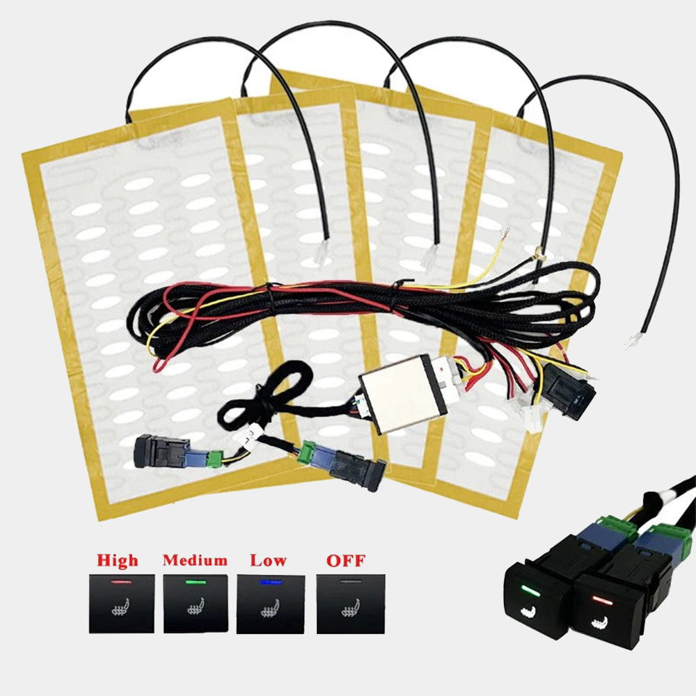 Car Seat Heater Kit for 2 Seats - Carbon Fiber/Alloy Wire Heating Pads with 3-Level Switch