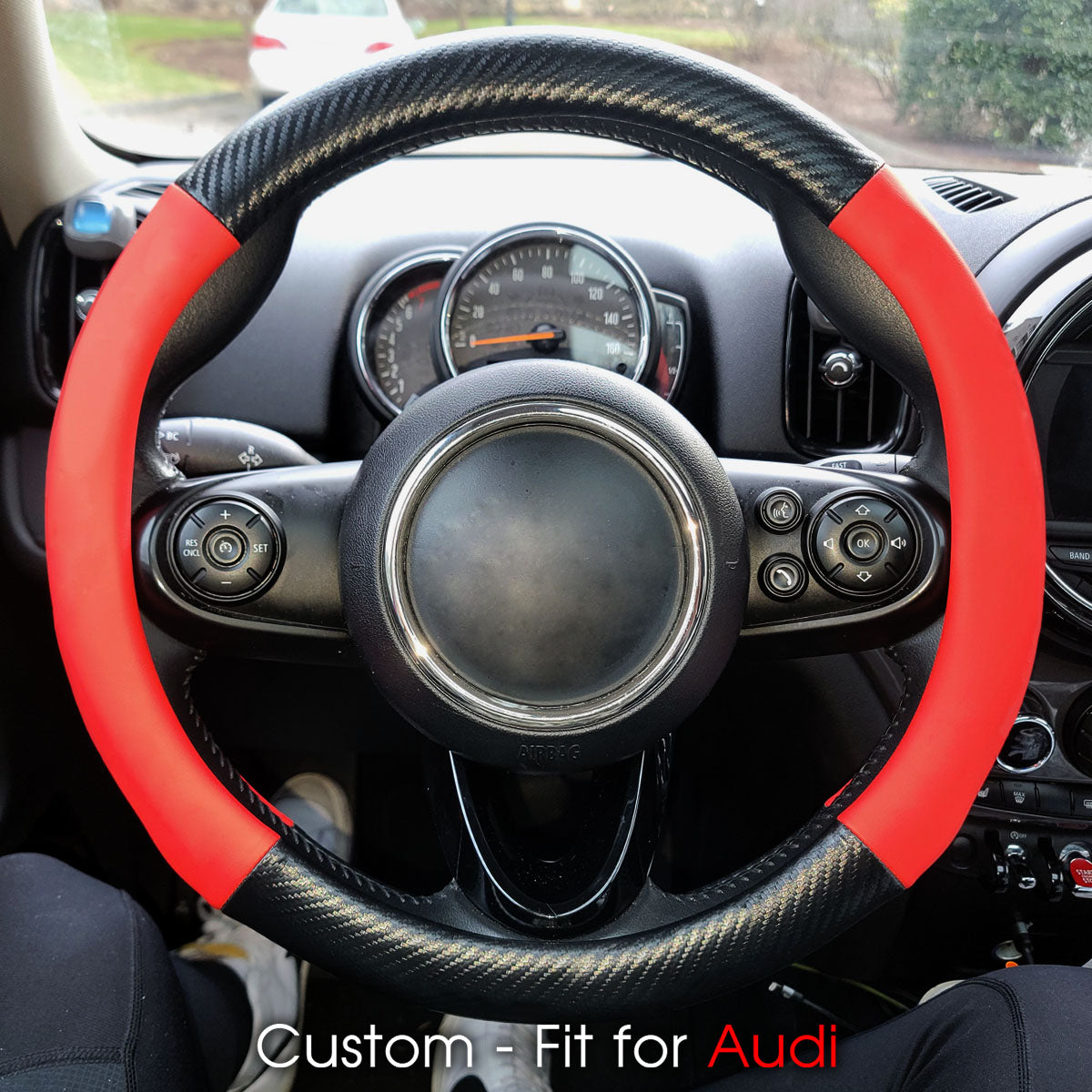 Car Steering Wheel Cover, Custom-Fit For Cars, Leather Nonslip 3D Carbon Fiber Texture Sport Style Wheel Cover for Women, Interior Modification for All Car Accessories DLRA225