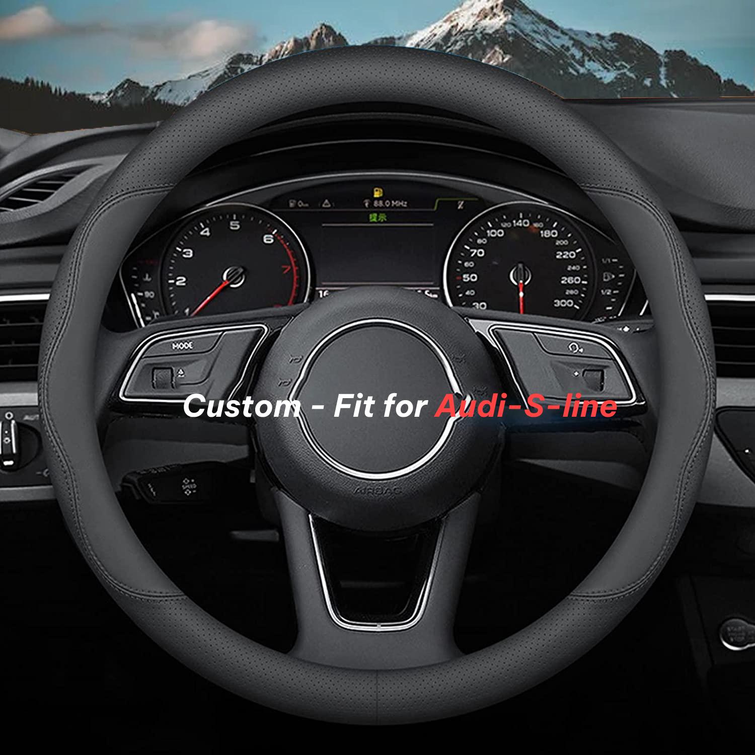 Car Steering Wheel Cover 2024 Update Version, Custom-Fit for Car, Premium Leather Car Steering Wheel Cover with Logo, Car Accessories DLVE222