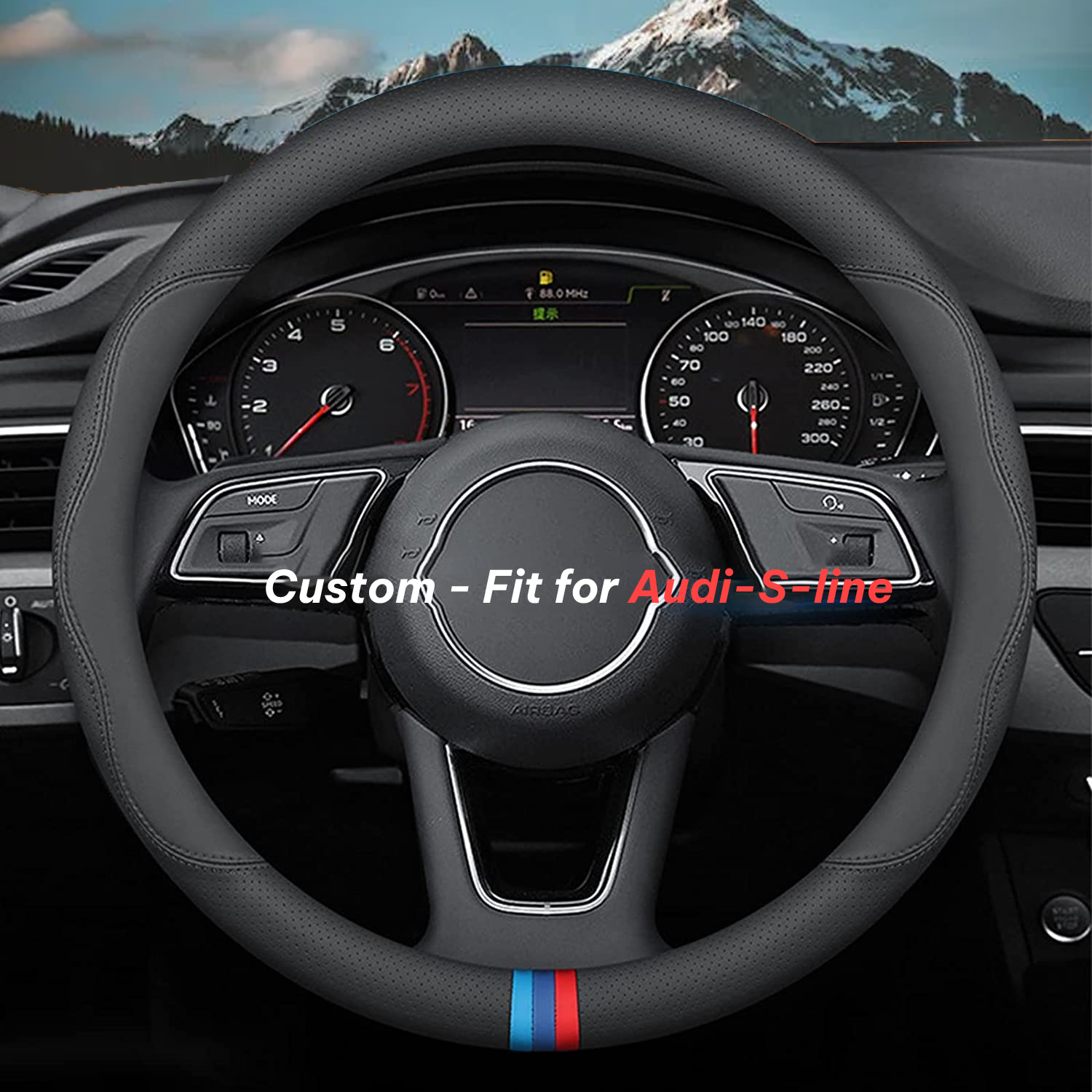 Car Steering Wheel Cover 2024 Update Version, Custom-Fit for Car, Premium Leather Car Steering Wheel Cover with Logo, Car Accessories DLVE222