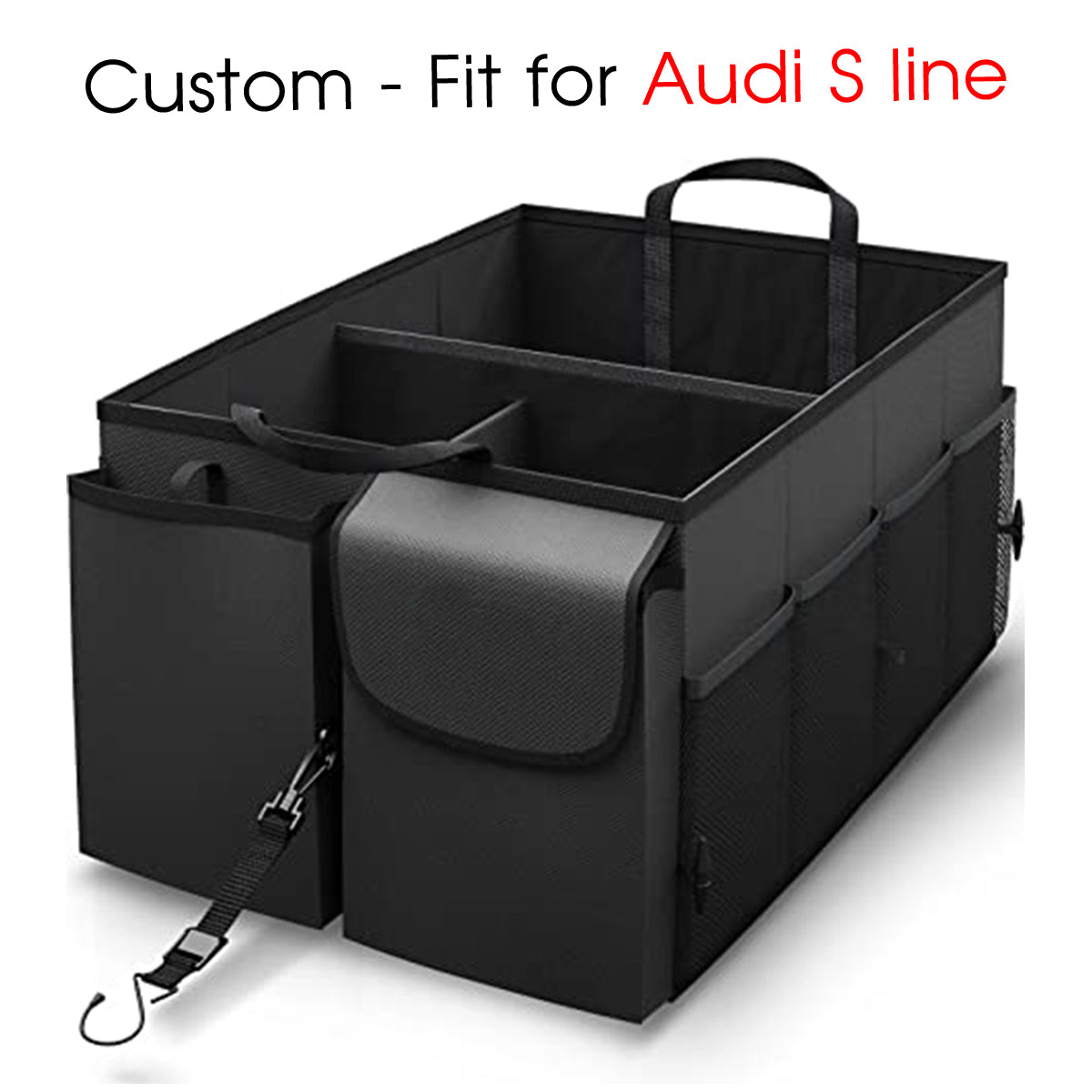 Car Trunk Organizer - Collapsible, Custom-Fit For Car, Multi-Compartment Automotive SUV Car Organizer for Storage w/ Adjustable Straps - Car Accessories for Women and Men DLVE232