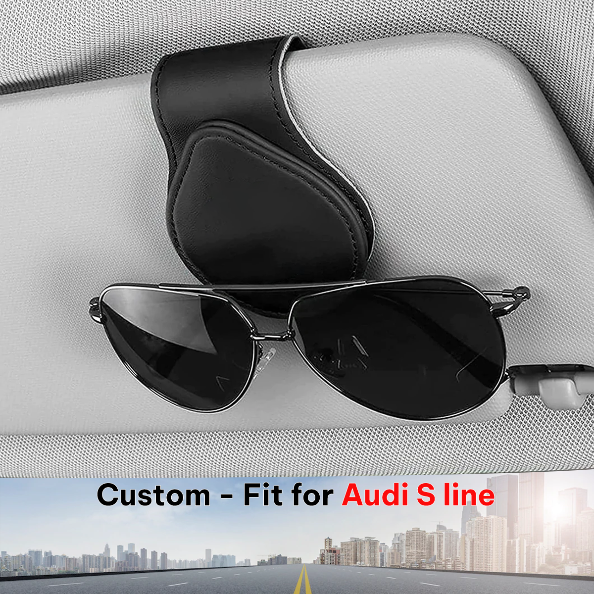 Car Sunglasses Holder, Custom-Fit For Car, Magnetic Leather Glasses Frame 2024 Update DLVE230