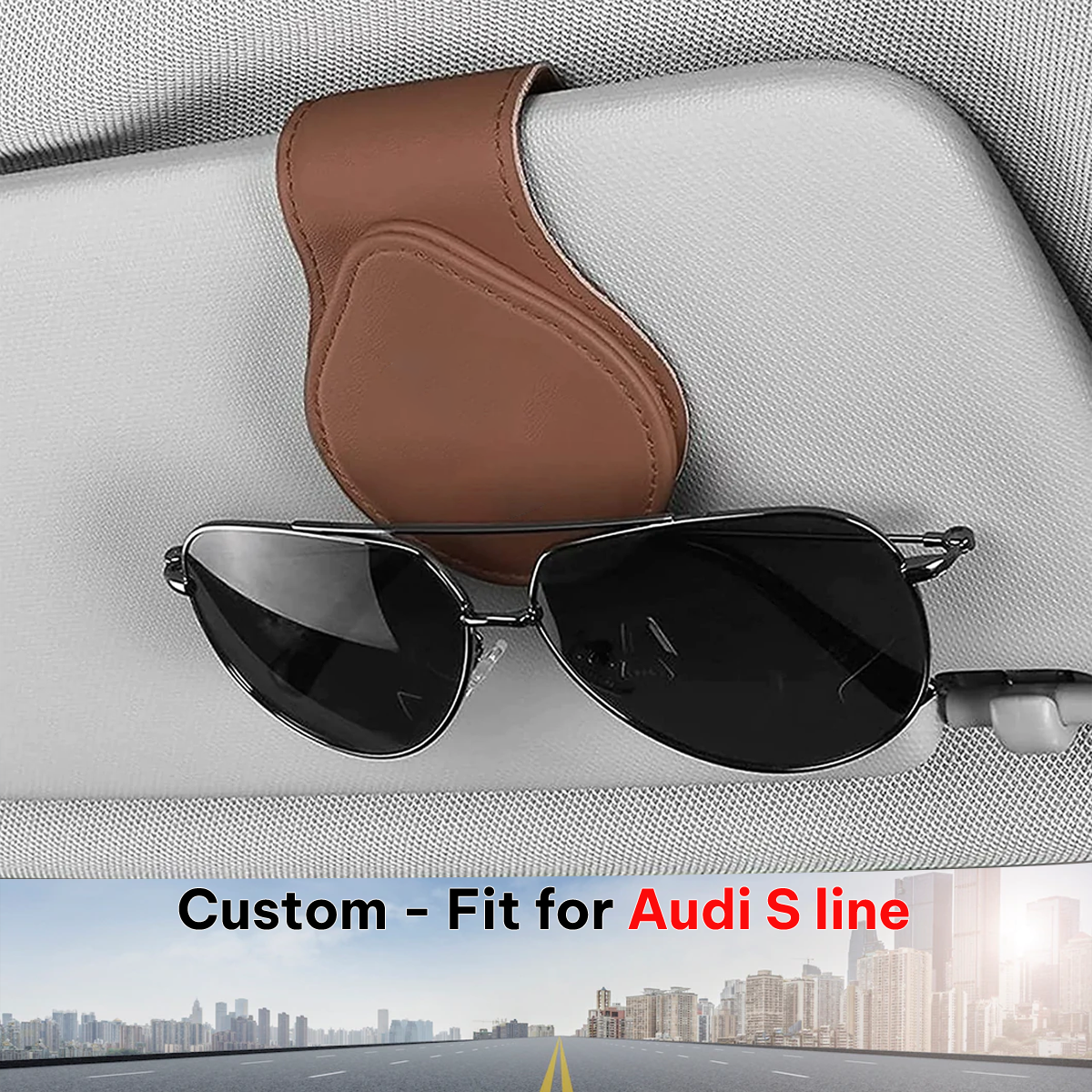 Car Sunglasses Holder, Custom-Fit For Car, Magnetic Leather Glasses Frame 2024 Update DLVE230