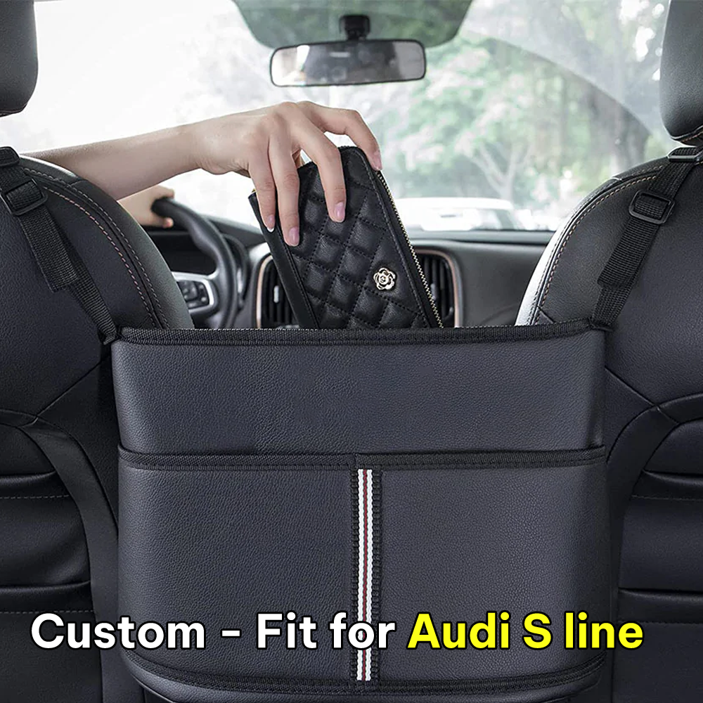 Car Purse Holder for Car Handbag Holder Between Seats Premium PU Leather, Custom Fit For Car, Hanging Car Purse Storage Pocket Back Seat Pet Barrier DLVE223
