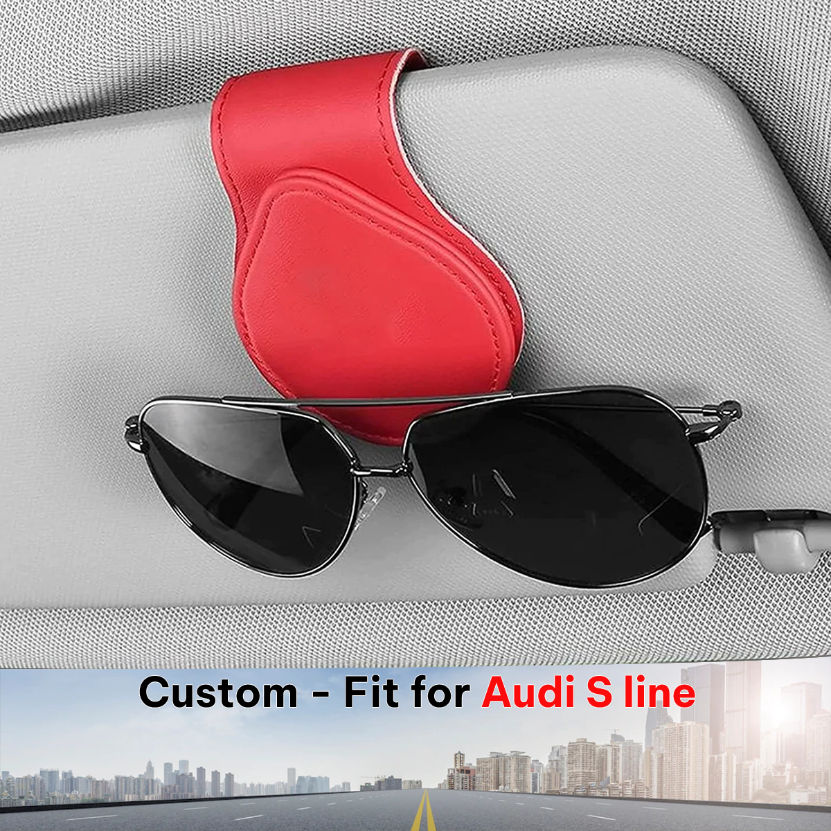 Car Sunglasses Holder, Custom-Fit For Car, Magnetic Leather Glasses Frame 2024 Update DLVE230